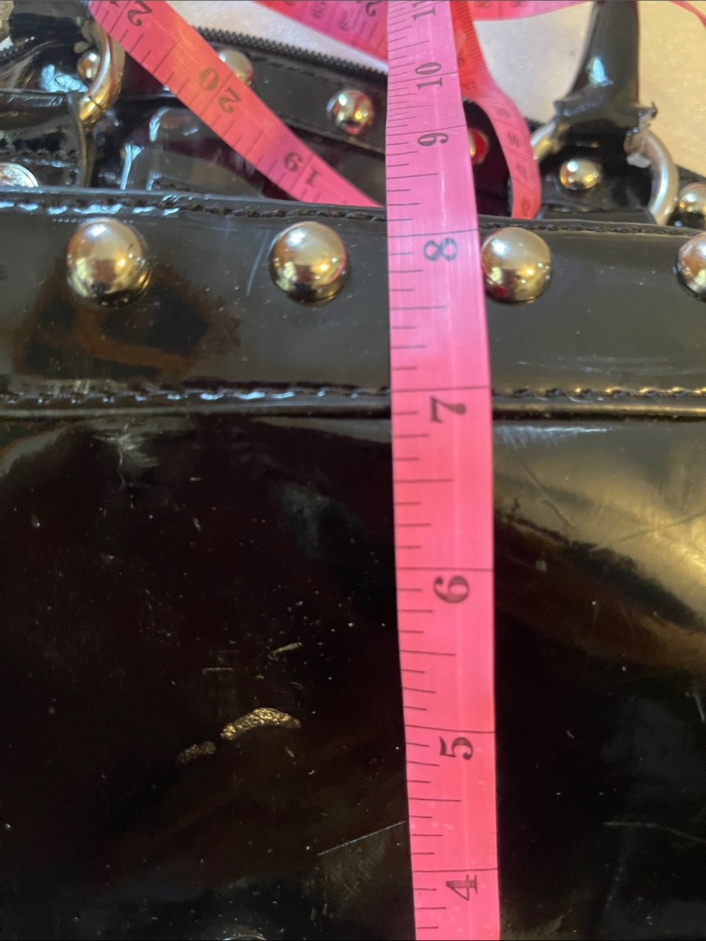 Betsey Johnson Black Patent Satchel with Silver Accents Betseyville - Picture 14 of 16
